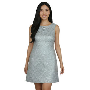 Roulette Brocade Shift Dress Cream Gold Size 12 Leopard Lining